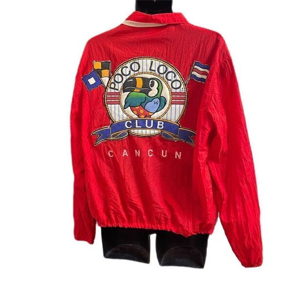 VINTAGE Poco Loco Club 1987 Nylon Red Jacket Men's Size Medium - Picture 1 of 10
